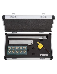 1 - Set utensili per canalini esterni e interni per tornio metallo Fervi kican