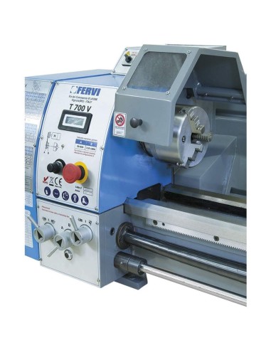 4 - Tornio parallelo ferro metallo monofase velocita' variabile 230 v Fervi t700v