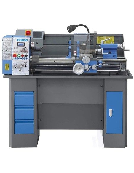 1 - Tornio parallelo con inverter 38mm motore trifase 230v ferro metallo Fervi t900i