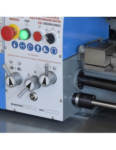 2 - Tornio parallelo con inverter 38mm motore trifase 230v ferro metallo Fervi t900i