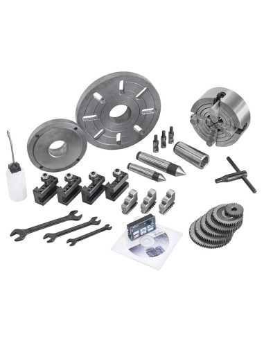 7 - Tornio parallelo con inverter 38mm motore trifase 230v ferro metallo Fervi t900i