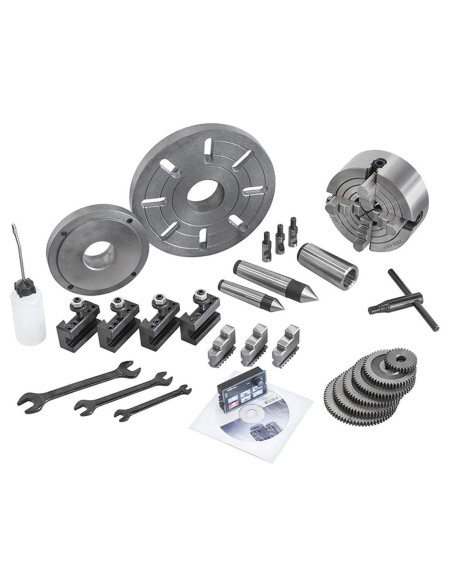 7 - Tornio parallelo con inverter 38mm motore trifase 230v ferro metallo Fervi t900i