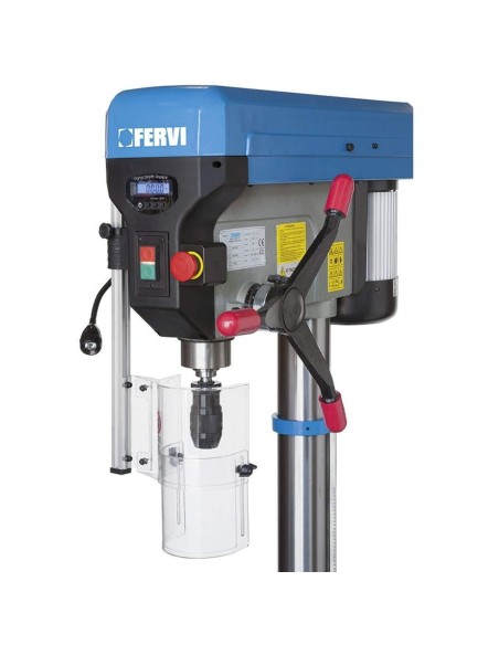 2 - Trapano colonna trasmissione a cinghia motore monofase digitale Fervi 0252/230v