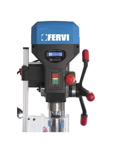 4 - Trapano colonna trasmissione a cinghia motore monofase digitale Fervi 0252/230v