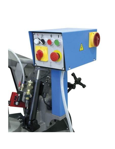 4 - Segatrice a nastro per metallo ferro discesa manuale e idraulica da 400V con base Fervi 0692