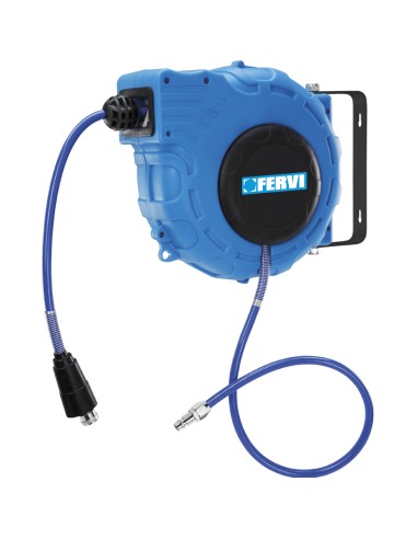 1 - Avvolgitubo aria compressa tubo 15mt automatico fissaggio a parete Fervi 0481/15