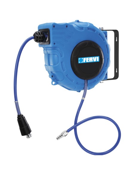 1 - Avvolgitubo aria compressa tubo 15mt automatico fissaggio a parete Fervi 0481/15