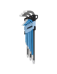 1 - Set 9 pz chiavi torx lunghe a elle l Fervi 0545/tf