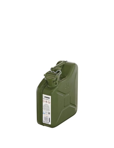 1 - Tanica in metallo verde 5 lt omologata per benzina e carburanti Fervi 0189/05c