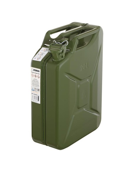 1 - Tanica in metallo verde 20 lt omologata per benzina e carburanti Fervi 0189/20c