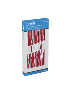 1 - Set 6 giraviti cacciaviti x elettricisti a taglio e croce Fervi 0355