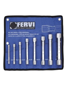 1 - Serie 8 chiavi a tubo esagonali 6x7 - 20x22 mm Fervi 0442