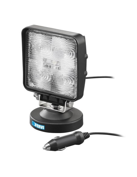 1 - Faro a led quadrato 12-24v con base magnetica x auto 5 x 3w Fervi 0713/15