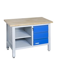 1 - Banco da lavoro con piano in legno e cassettiera 1200 mm Fervi b009/a1