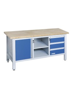 1 - Banco da lavoro con piano in legno e cassettiera 1690 mm Fervi b009/a2