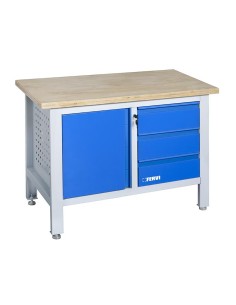 1 - Banco da lavoro con piano in legno e cassettiera 1200 mm Fervi b009/b1