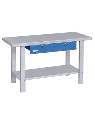 1 - Banco da lavoro con piano in acciaio e cassetti 1500 mm Fervi b015
