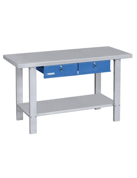1 - Banco da lavoro con piano in acciaio e cassetti 1500 mm Fervi b015