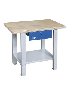 1 - Banco da lavoro con piano in legno e cassetto 1000 mm Fervi b022/10