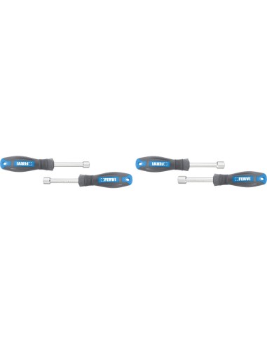 4 - Serie 4 chiavi cacciavite a bussola 10 - 13 mm con impugnatura Fervi cb01/04p