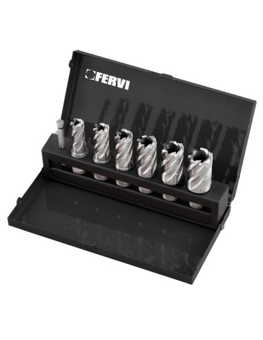 1 - Serie 12 frese 12 - 22 mm con attacco weldon x trapano magnetico Fervi f011/6