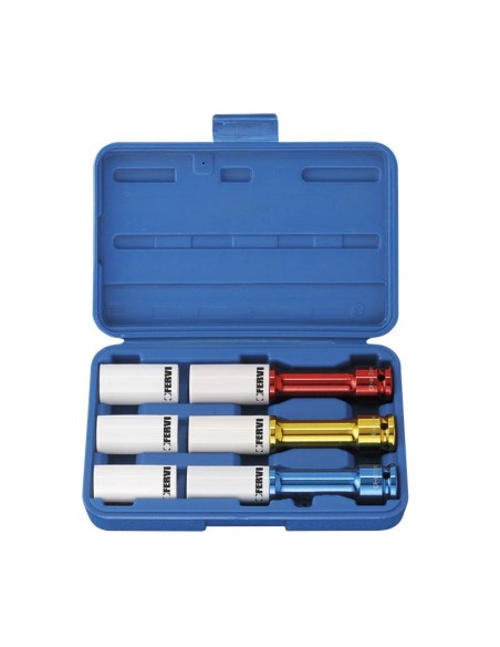 1 - Serie chiavi a bussola 1/2" lunghe ad impatto 17 - 21 mm Fervi i306