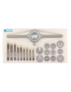 1 - Set maschi e filiere hss 30 pz m1-m2.5 Fervi m030