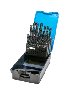 1 - Serie 25 pz punte hss rullate x trapano 1-13 mm acciaio metallo ferro Fervi p046