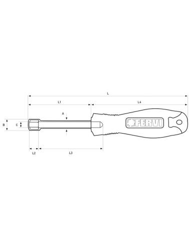 2 - Chiave a bussola con impugnatura 12 mm Fervi cb02/13