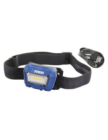 1 - Torcia a led frontale ricaricabile usb Fervi 0482/3