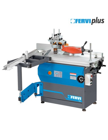 1 - Squadratrice con toupie completa di carrello 230 v Fervi 0504