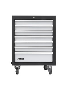 1 - Cassettiera a carello con 7 cassetti 660x455x860 mm per officina Fervi a007/16