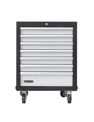 1 - Cassettiera a carello con 7 cassetti 660x455x860 mm per officina Fervi a007/16