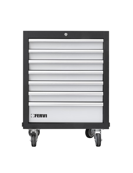 1 - Cassettiera a carello con 7 cassetti 660x455x860 mm per officina Fervi a007/16