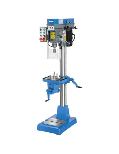 1 - Trapano a colonna per metallo con trasmissione a cinghia 400v Fervi t071