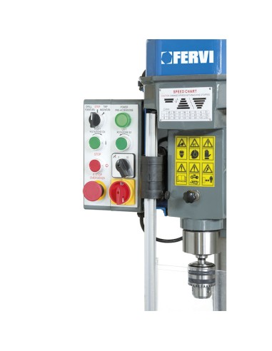 2 - Trapano a colonna per metallo con trasmissione a cinghia 400v Fervi t071