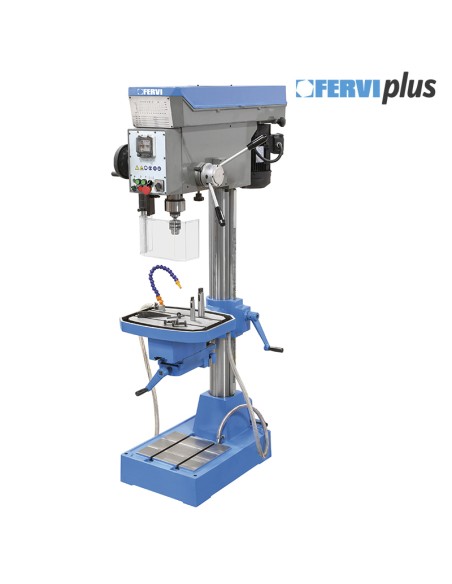 1 - Trapano a colonna per metallo con trasmissione a cinghia 400v Fervi t072da