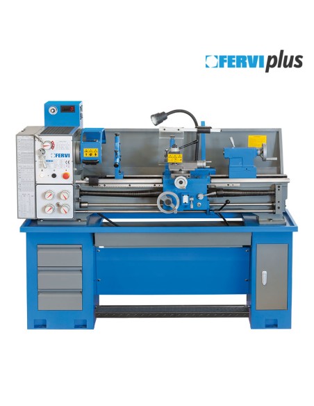 1 - Tornio parallelo con inverter 38mm motore 230v ferro metallo Fervi t940/230vi