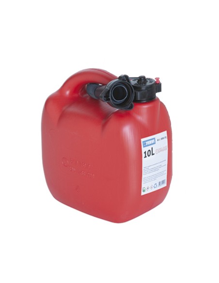 1 - Tanica in plastica rossa 10 lt per benzina gasolio con beccuccio Fervi 0660/10