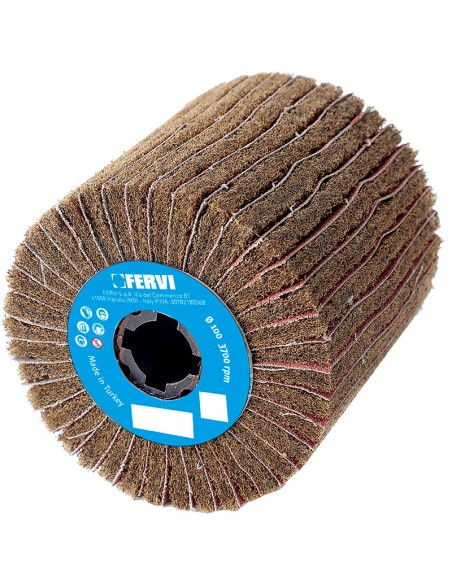 1 - Ruota abrasiva per satinatrice a lamelle miste 100 x 100 mm grana 60 Fervi