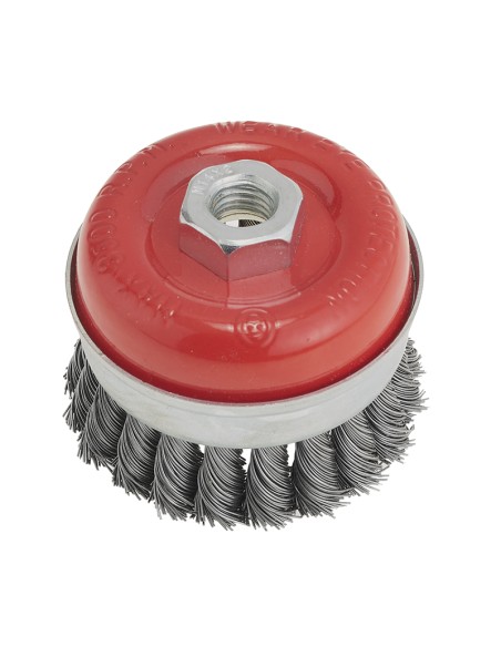 1 - Spazzola a tazza a filo metallico inox intrecciato 80 mm m14 x smerigliatrice