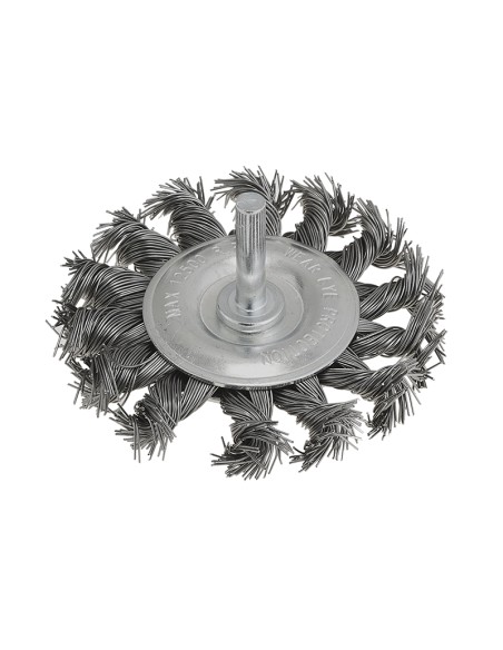2 - Spazzola con gambo a mazzetti metallici ritorti 75 mm x trapano Fervi sgr075