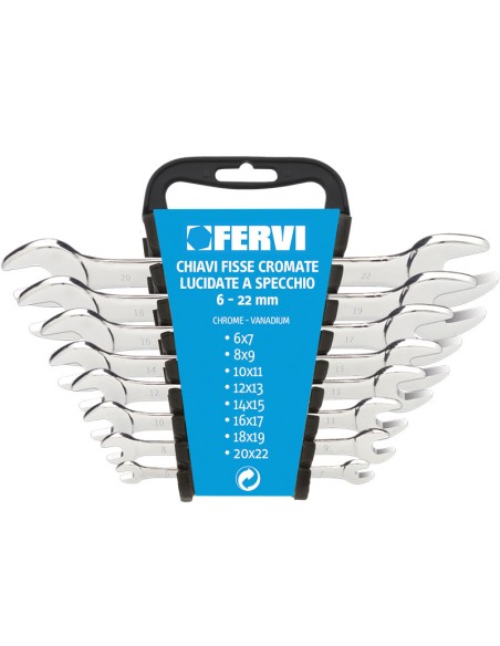 1 - Set 8 pz chiavi fisse stella 6/7-20/22 mm cromate Fervi 0200