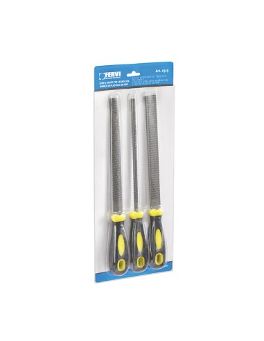 1 - Set 3 raspe per legno 200 mm con manico in plastica Fervi 0519