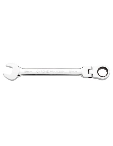 1 - Chiave combinata con testa a cricchetto snodata 19 mm Fervi 0690/19