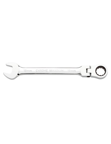 2 - Chiave combinata con testa a cricchetto snodata 19 mm Fervi 0690/19