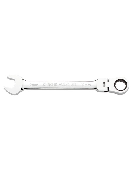 2 - Chiave combinata con testa a cricchetto snodata 19 mm Fervi 0690/19