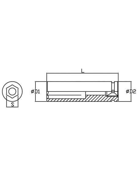 3 - Chiave a bussola lunga rinforzata ad impatto 57 mm 1 Fervi bi4e1l057