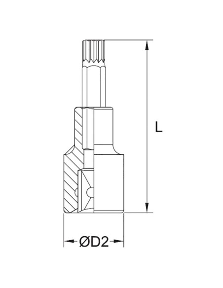 2 - Chiave a bussola con inserto lungo xzn m14 3/8 Fervi bn444n014a