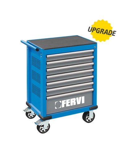 1 - Carrello cassettiera con utensili attrezzi 142 pz officina Fervi c960/am01